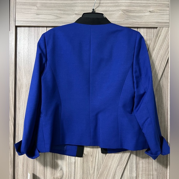 KASPER Blue Crepe Open Front Jacket SZ 14P NWT - Picture 4 of 13